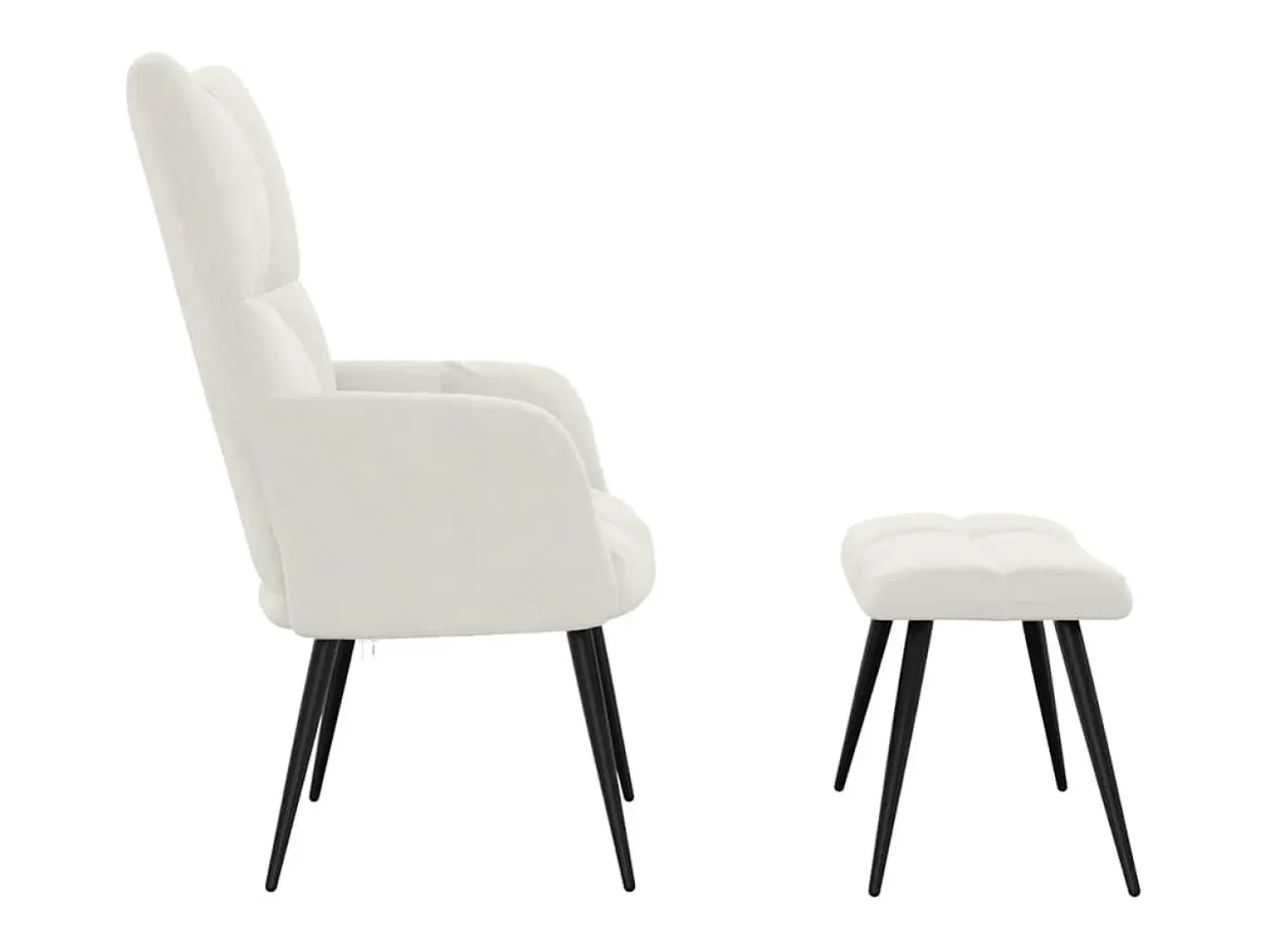Poltrona|vidaxl Cadeira de descanso com banco veludo branco nata Creme