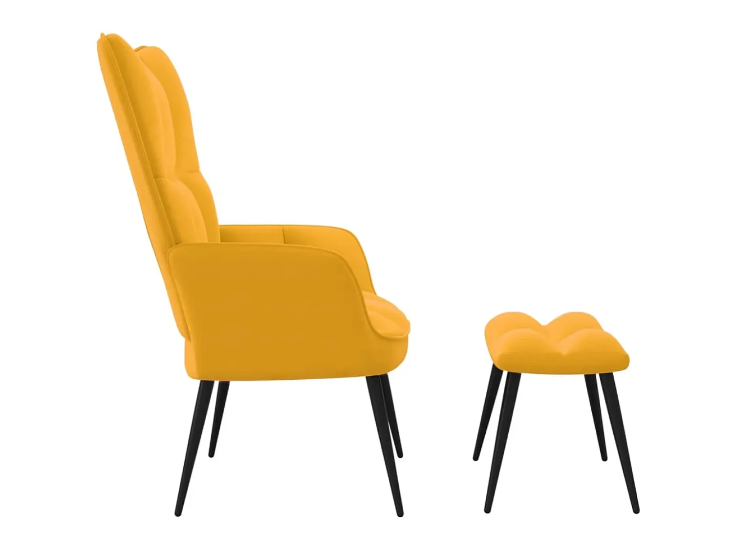 Outlet Cadeira de descanso com banco veludo amarelo mostarda PT411045 Azul