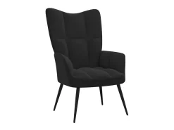 Cadeira de descanso com banco veludo preto PT597013^ Poltrona