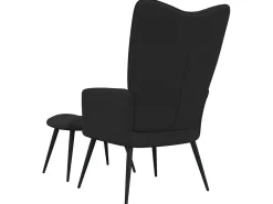 Cadeira de descanso com banco veludo preto PT597013^ Poltrona