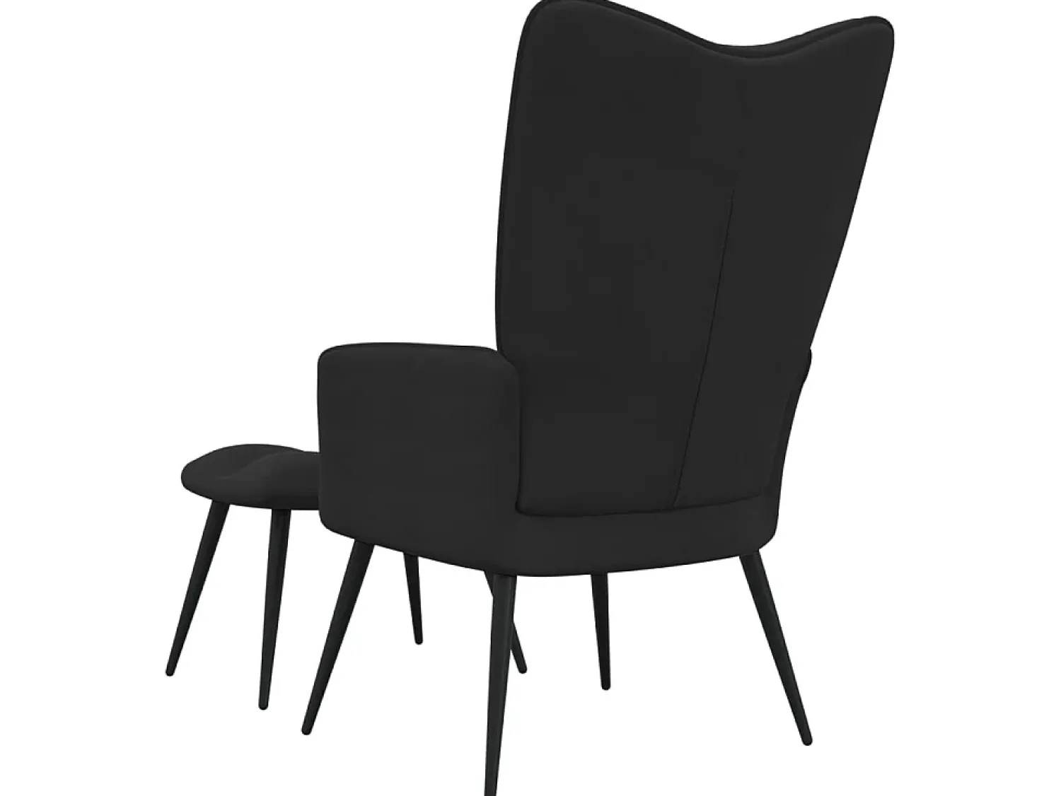 Cadeira de descanso com banco veludo preto PT597013^ Poltrona