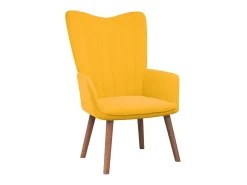 Poltrona* Cadeira de descanso com banco veludo mostarda PT420217 Amarelo