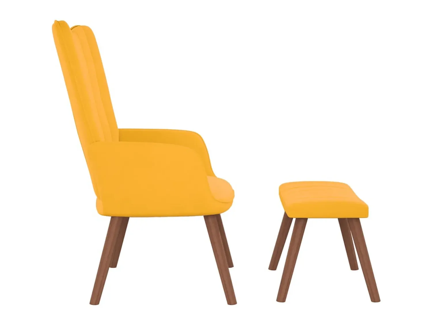 Poltrona* Cadeira de descanso com banco veludo mostarda PT420217 Amarelo