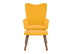 Poltrona* Cadeira de descanso com banco veludo mostarda PT420217 Amarelo