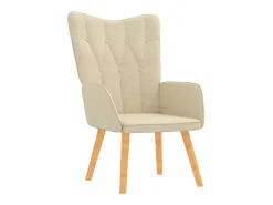 Poltrona*vidaxl Cadeira de descanso com banco tecido cor Creme