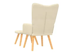 Poltrona*vidaxl Cadeira de descanso com banco tecido cor Creme