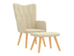 Poltrona*vidaxl Cadeira de descanso com banco tecido cor Creme