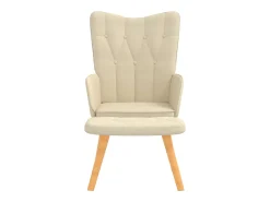 Poltrona*vidaxl Cadeira de descanso com banco tecido cor Creme