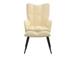 Poltrona| Cadeira de descanso com banco veludo branco nata PT616610 Azul