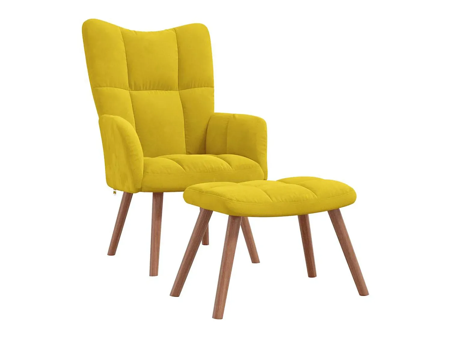 Poltrona*vidaxl Cadeira de descanso com banco veludo mostarda Amarelo