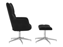 New vidaxl Cadeira de descanso com banco veludo Preto