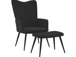 Poltrona* Cadeira de descanso com banco veludo PT911449 Preto