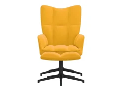 Clearance Cadeira de descanso com banco veludo mostarda PT276915 Amarelo