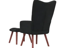 Poltrona* Cadeira de descanso com banco veludo preto PT942145 Azul