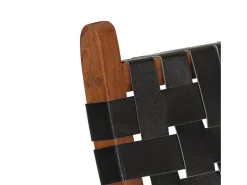 Best vidaxl Cadeira de descanso dobrável couro genuíno Preto