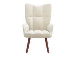 Poltrona| Cadeira de descanso veludo branco nata PT457673 Creme