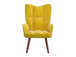 Cadeira de descanso veludo amarelo mostarda PT800890^ Poltrona