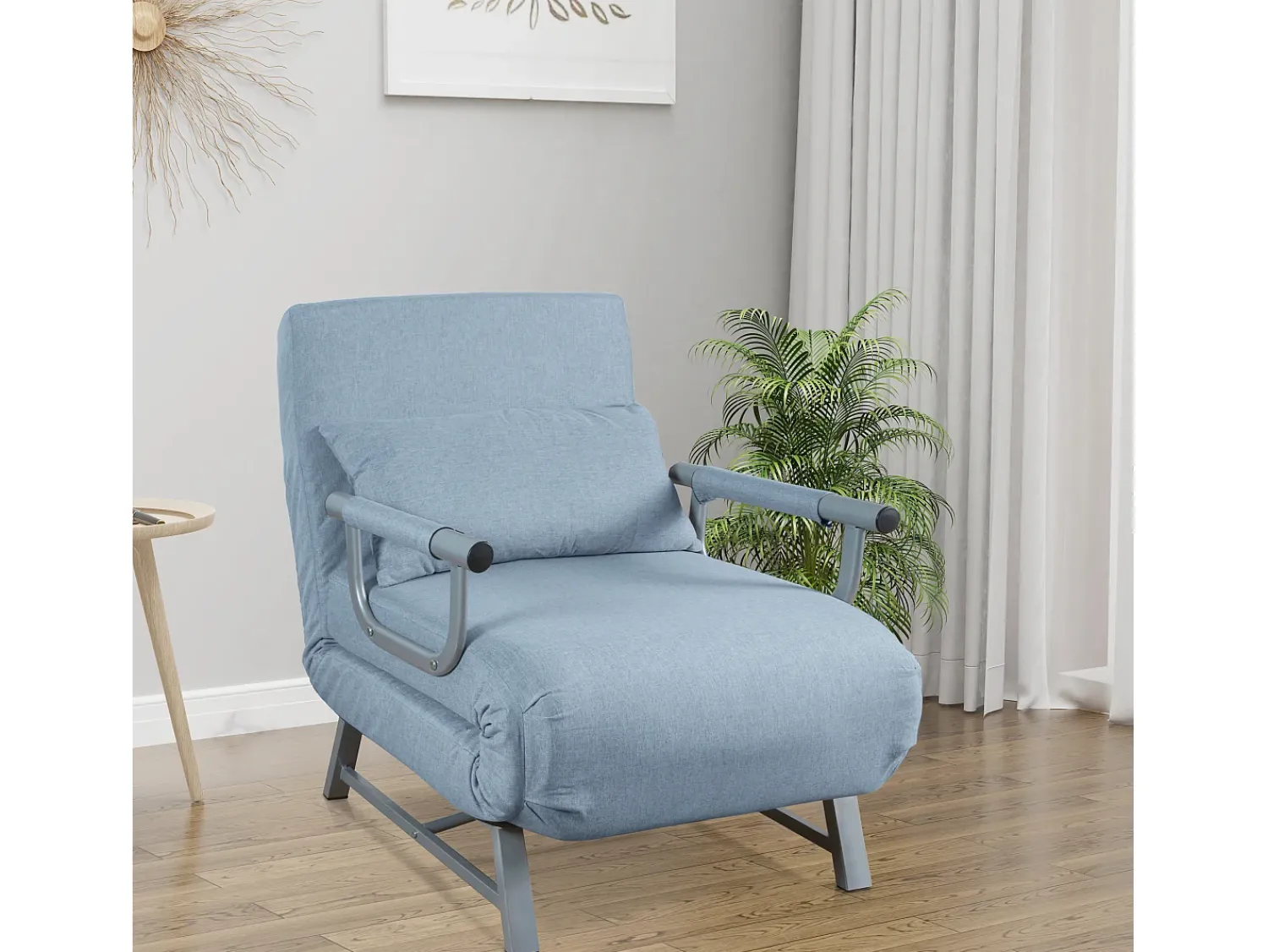 VCM Cadeira de dormir | Tecido de poliéster | Dimensões aprox. aprox. A. 95 x L. 64 x P. 78 cm | Poltrona com função de dormir | Cadeira de dormir - Kolino (Azul)^ Poltrona