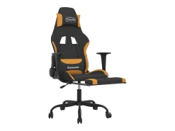 Poltrona|vidaxl Cadeira de gaming com apoio de pés tecido preto e laranja Cor de laranja