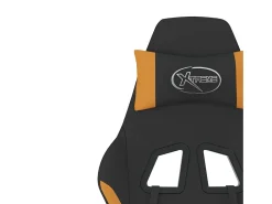 Poltrona|vidaxl Cadeira de gaming com apoio de pés tecido preto e laranja Cor de laranja
