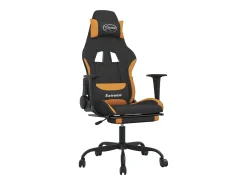 Poltrona|vidaxl Cadeira de gaming com apoio de pés tecido preto e laranja Cor de laranja