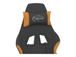 Poltrona|vidaxl Cadeira de gaming com apoio de pés tecido preto e laranja Cor de laranja