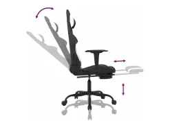 Best vidaxl Cadeira de gaming com apoio de pés tecido preto e Branco
