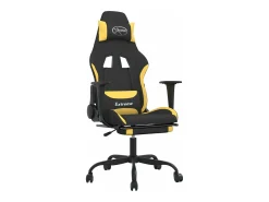 vidaxl Cadeira de gaming com apoio para os pés tecido preto e^ Poltrona