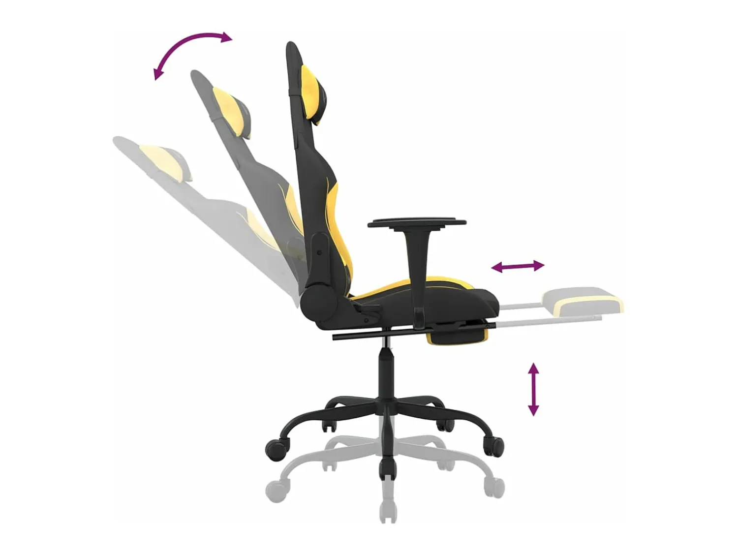 vidaxl Cadeira de gaming com apoio para os pés tecido preto e^ Poltrona