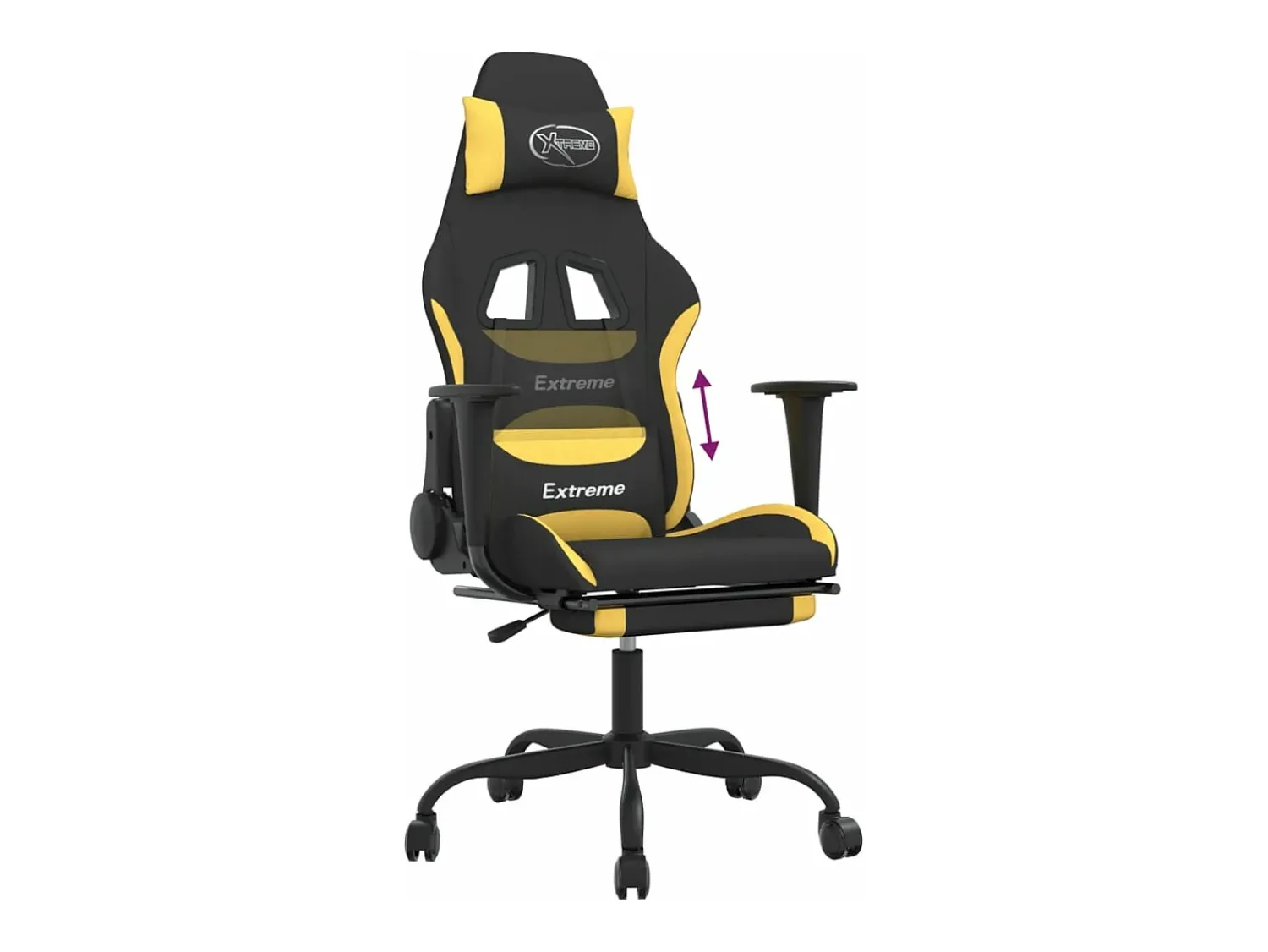 vidaxl Cadeira de gaming com apoio para os pés tecido preto e^ Poltrona