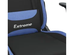 Poltrona*vidaxl Cadeira de gaming com apoio de pés tecido preto e Azul