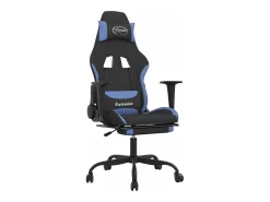 Poltrona*vidaxl Cadeira de gaming com apoio de pés tecido preto e Azul