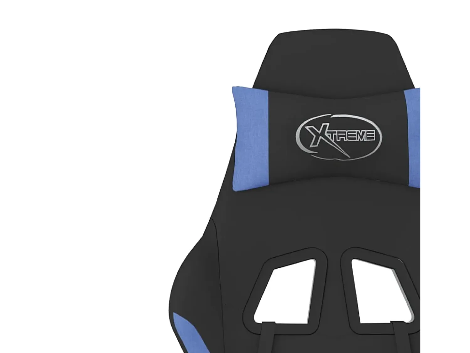 Poltrona*vidaxl Cadeira de gaming com apoio de pés tecido preto e Azul