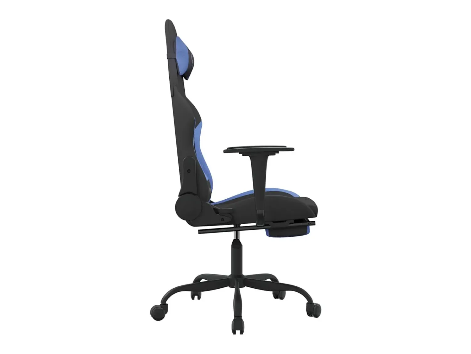Poltrona*vidaxl Cadeira de gaming com apoio de pés tecido preto e Azul