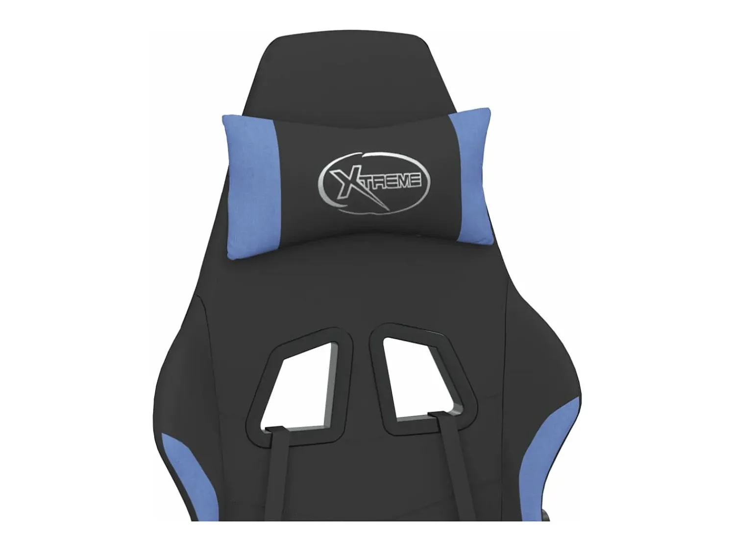 Poltrona*vidaxl Cadeira de gaming com apoio de pés tecido preto e Azul
