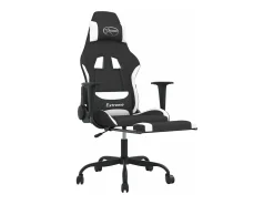 Poltrona*vidaxl Cadeira de gaming com apoio de pés tecido preto e Branco