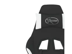 Poltrona*vidaxl Cadeira de gaming com apoio de pés tecido preto e Branco