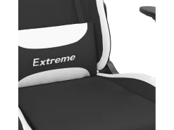 Poltrona*vidaxl Cadeira de gaming com apoio de pés tecido preto e Branco