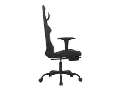 Poltrona*vidaxl Cadeira de gaming com apoio de pés tecido preto e Branco