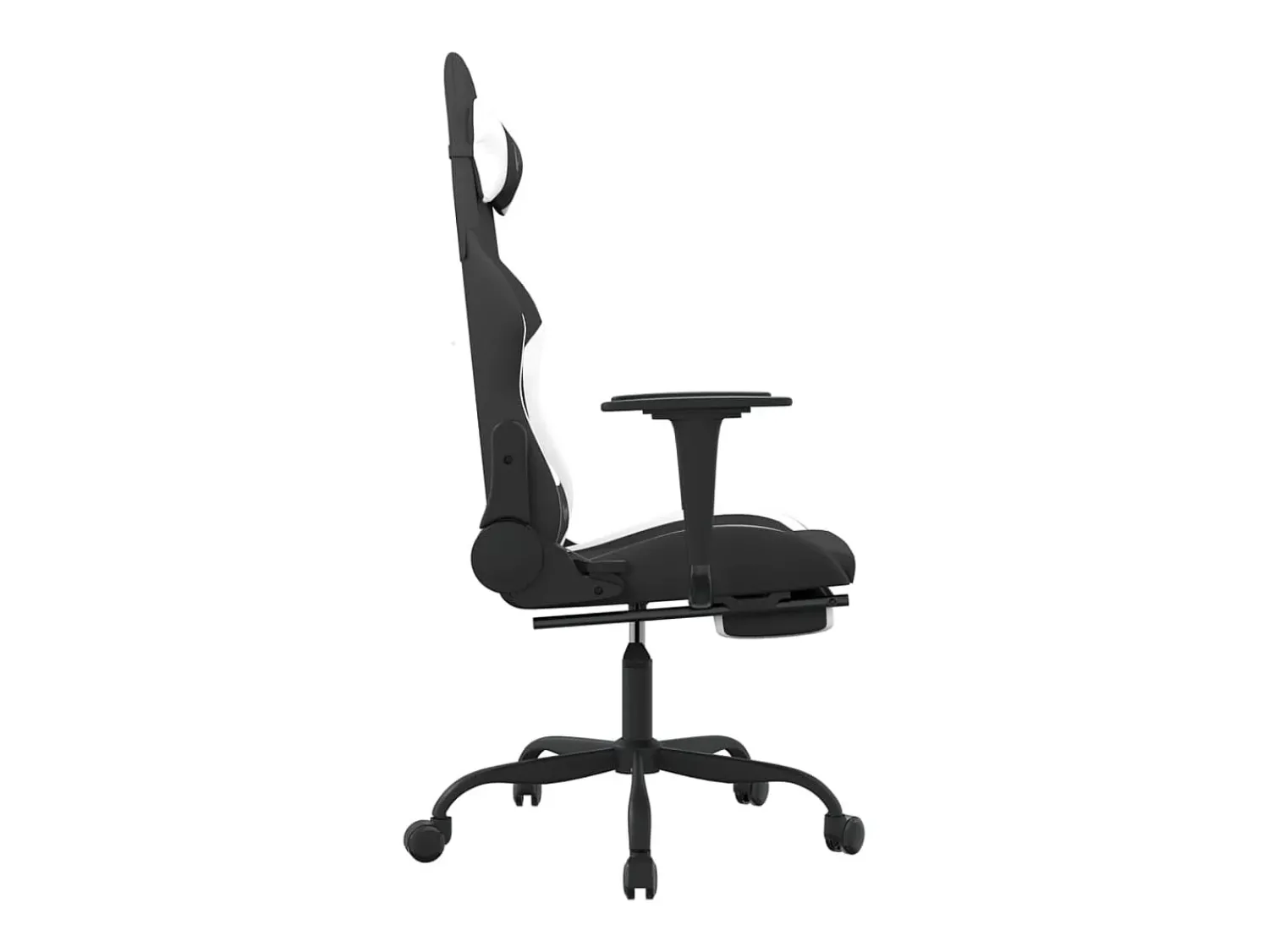 Poltrona*vidaxl Cadeira de gaming com apoio de pés tecido preto e Branco