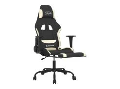 Sale vidaxl Cadeira de gaming com apoio de pés tecido preto e Creme