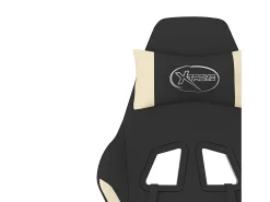 Sale vidaxl Cadeira de gaming com apoio de pés tecido preto e Creme