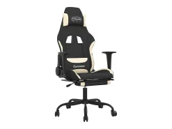 Sale vidaxl Cadeira de gaming com apoio de pés tecido preto e Creme