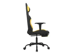 vidaxl Cadeira de gaming com apoio de pés tecido preto e^ Poltrona
