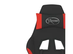 Best vidaxl Cadeira de gaming com apoio de pés tecido preto e Vermelho