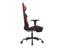 Best vidaxl Cadeira de gaming com apoio de pés tecido preto e Vermelho
