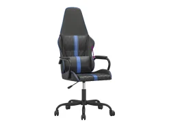 vidaxl Cadeira de gaming couro artificial preto e azul^ Poltrona