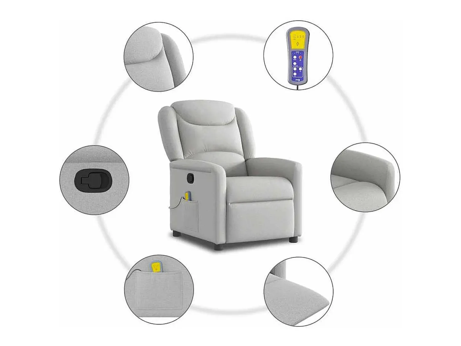 Poltrona| Cadeira de massagem reclinável tecido SHL291713 Cinzento