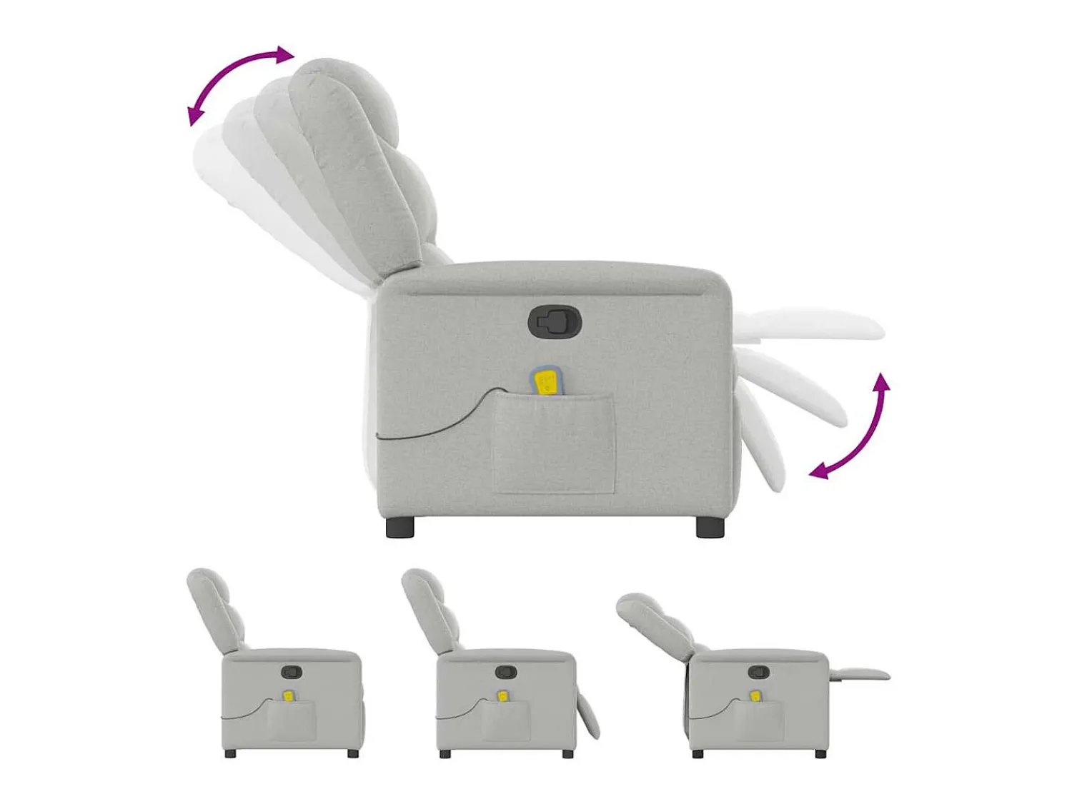 Poltrona| Cadeira de massagem reclinável tecido SHL291713 Cinzento