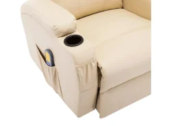 Poltrona|vidaxl Cadeira de massagem reclinável couro artificial Creme